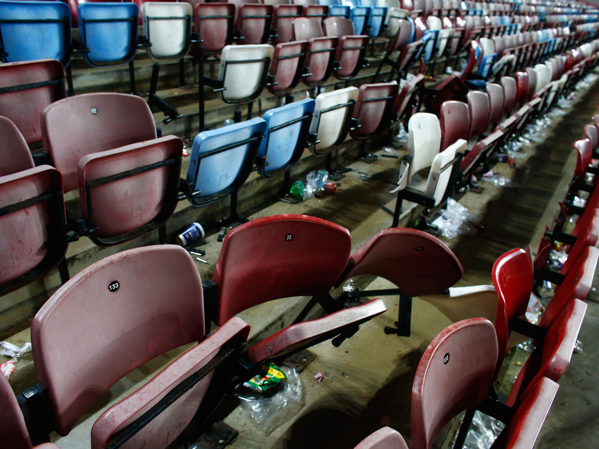 Mangled seats at the Boleyn Ground