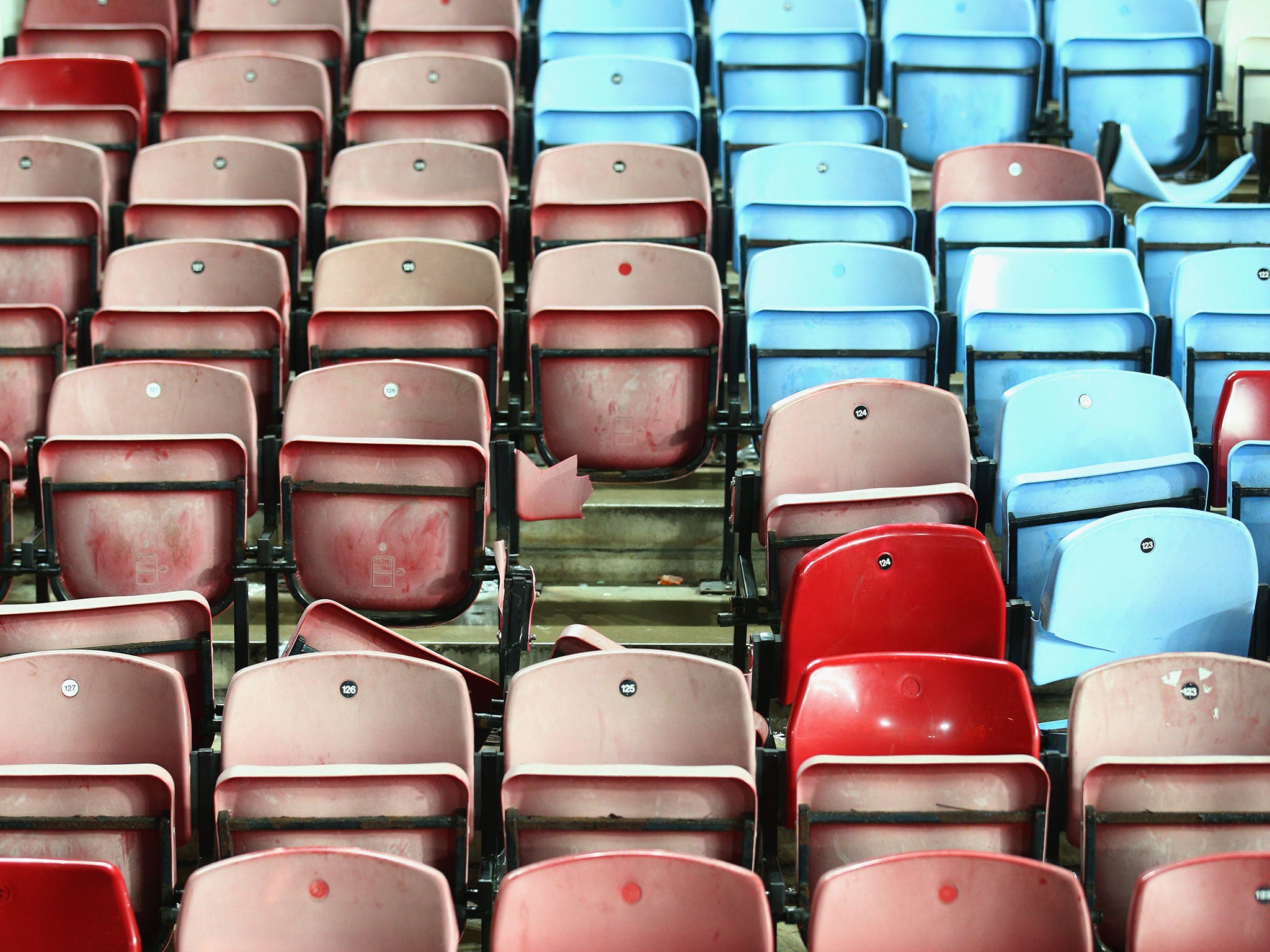 Mangled seats at the Boleyn Ground