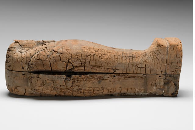 This coffin, found by archaeologists in 1907, has been found to contain a mummified human foetus