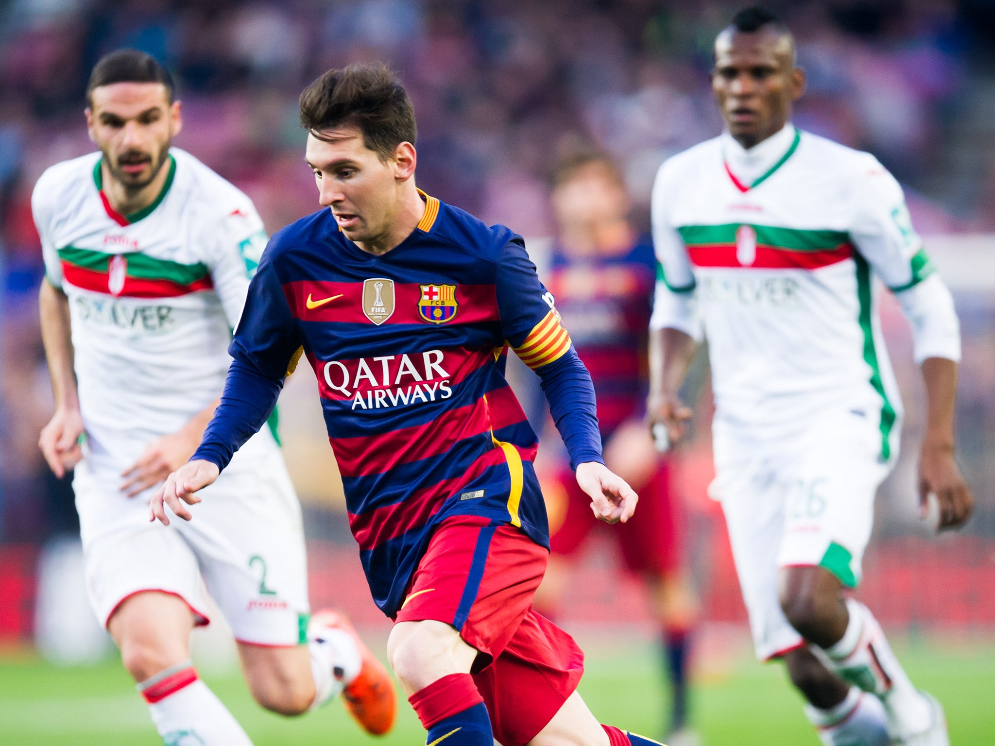 Lionel Messi in action against Granada earlier this season