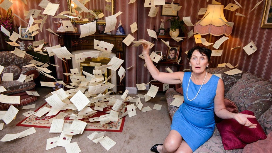 Fiona Shaw, who plays Aunt Petunia in the Harry Potter movies, poses inside of the Dursley living room