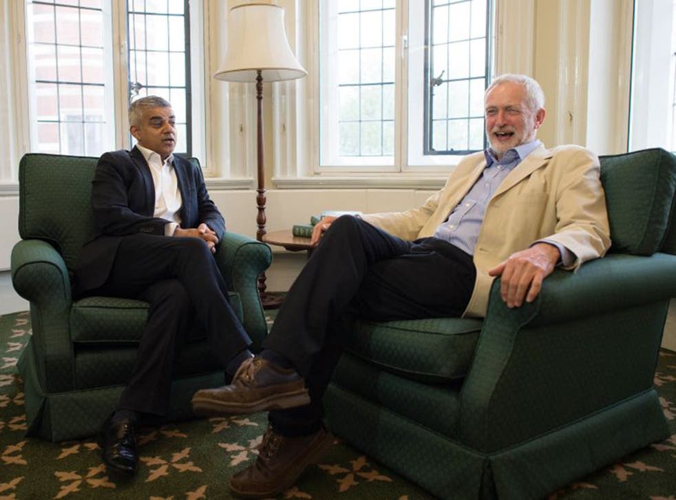 Sadiq Khan with Jeremy Corbyn in Westminster