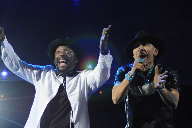 The Black Eyed Peas performing in London without Fergie