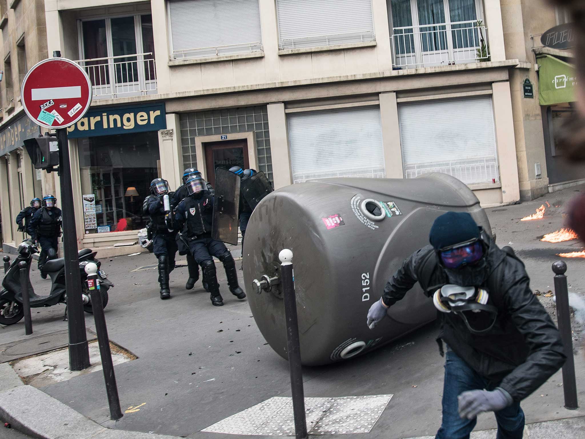Hooded youths had running battles with police in Paris
