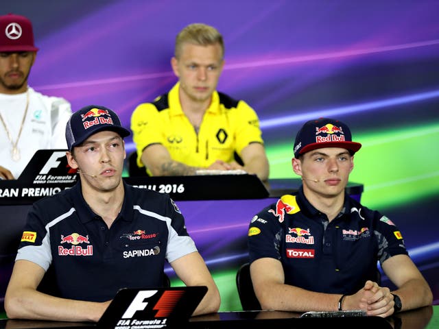 Daniil Kvyat faced the media alongside Max Verstappen in Barcelona