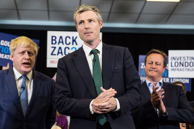 Zac Goldsmith, centre, was criticised for his campaign against Muslim MP Sadiq Khan
