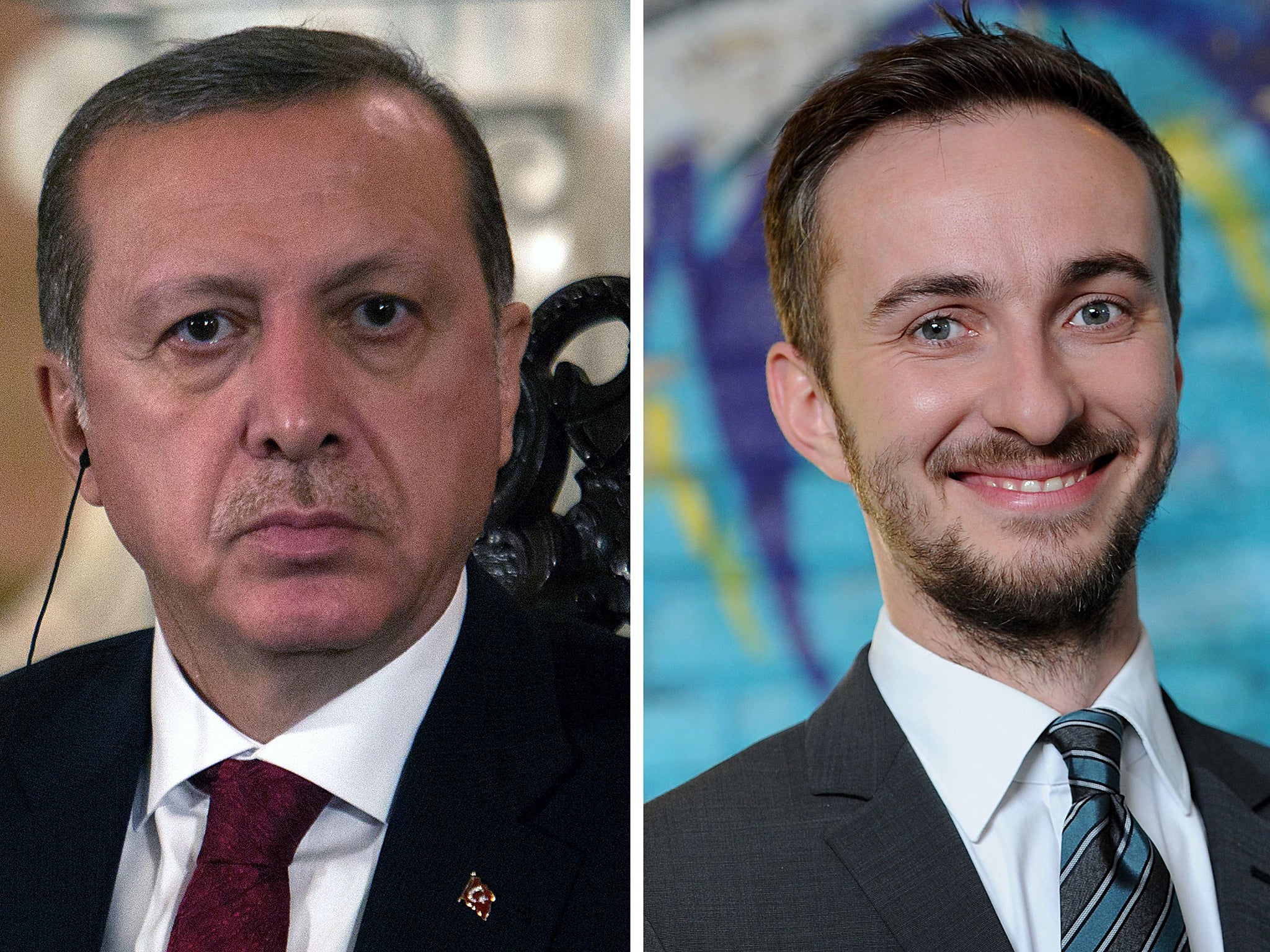 Turkish President Recep Tayyip Erdogan (left) asked Chancellor Angela Merkel to arrest comedian Jan Böhmermann (right) for the poem