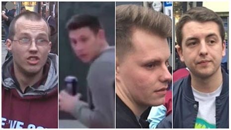 The four men sought over the attack on Manchester United's bus