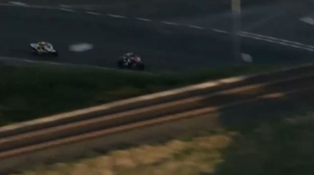 Ryan Farquhar leads Dan Cooper at the North West 200 seconds before they were involved in an accident