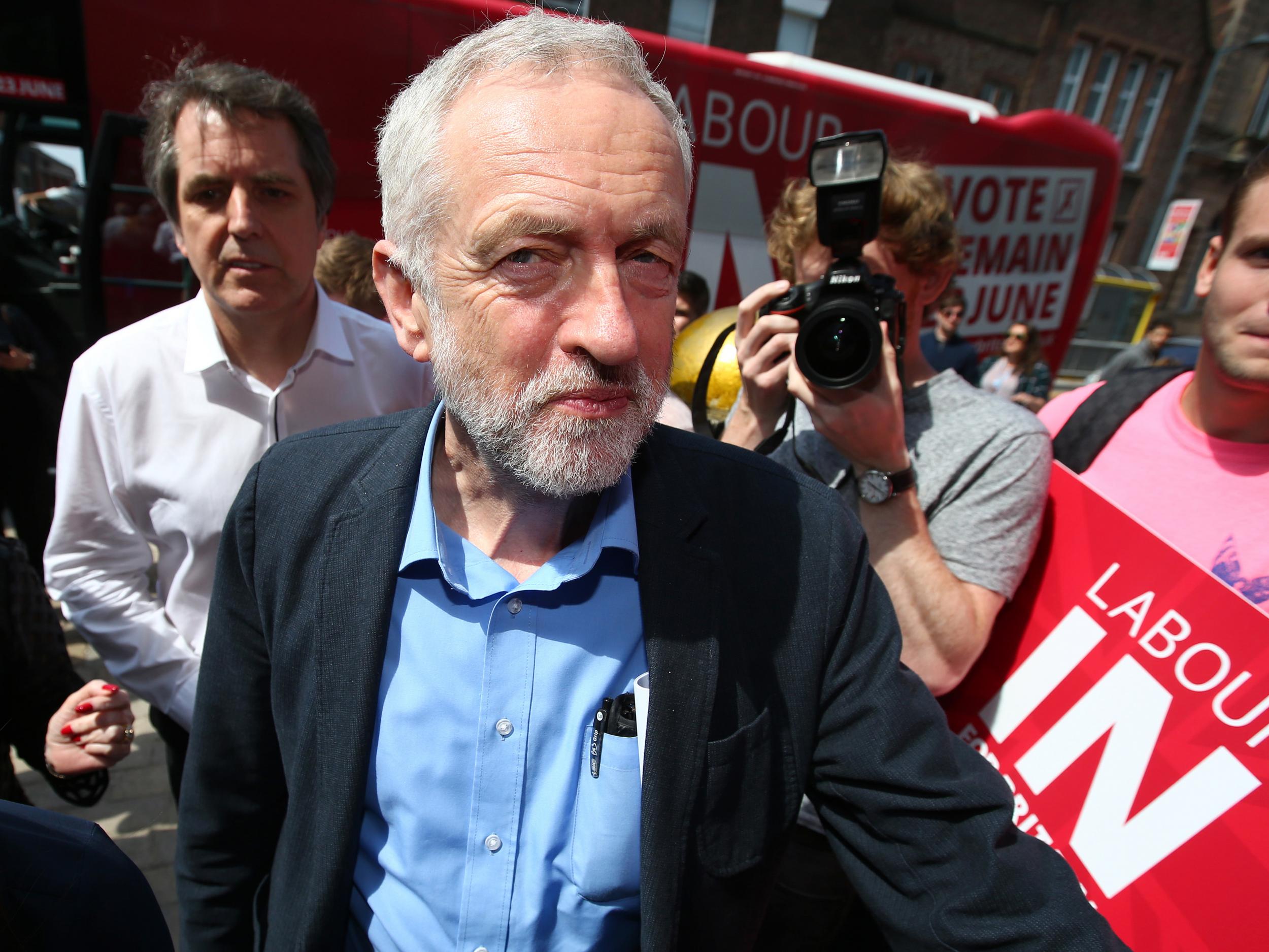 Corbyn was upbeat as he arrived at a student voter rally in Liverpool yesterday
