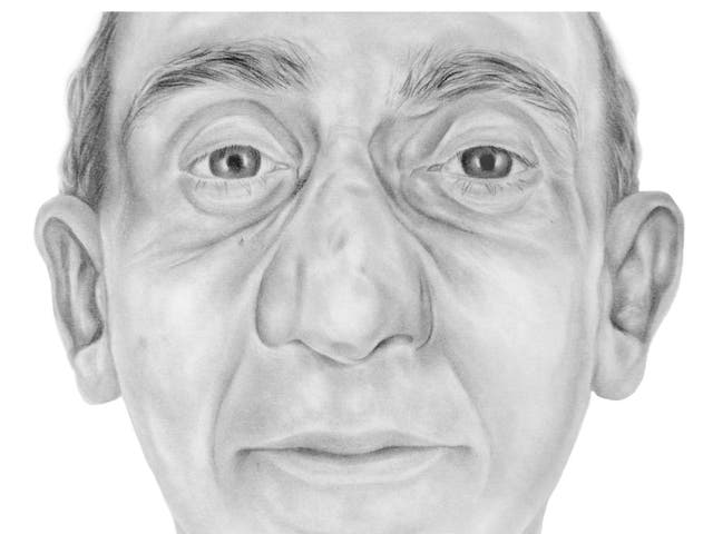 Artist's impression of the unknown man found dead on Saddleworth moor.
