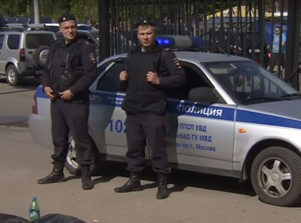 Police at Khovanskoye cemetery