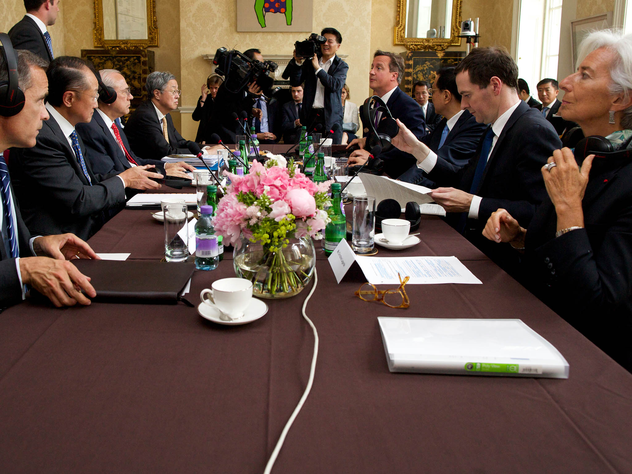 Both Mark Carney (left) and Christine Lagarde (right), pictured in the UK in 2014, backed David Cameron this week