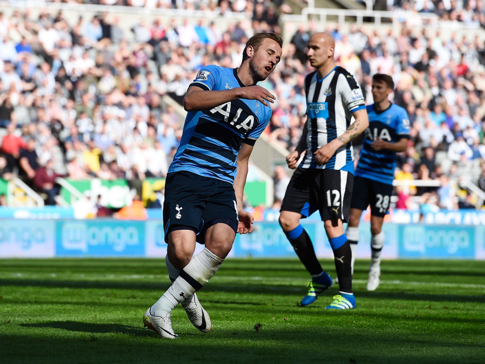 Harry Kane pictured in Tottenham's 5-1 defeat to Newcastle
