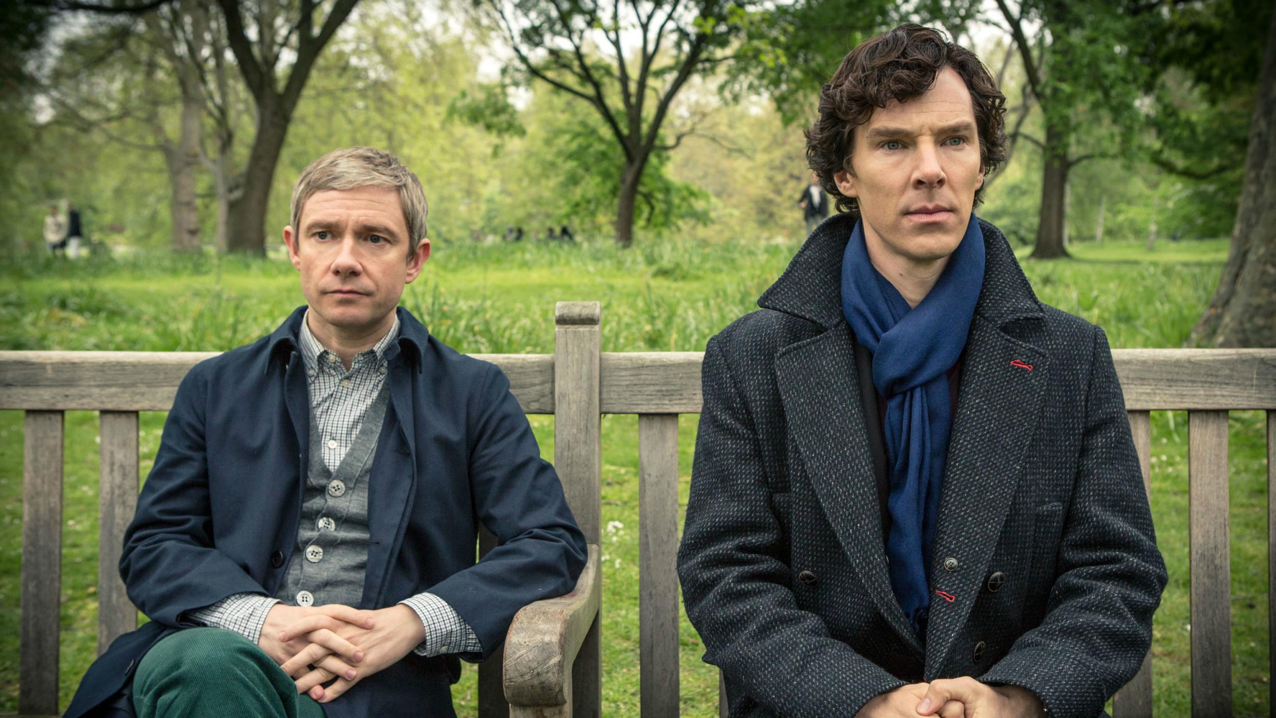 Benedict Cumberbatch and Martin Freeman as Sherlock and Doctor Watson in the BBC drama