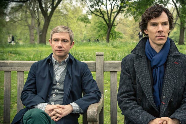 Benedict Cumberbatch and Martin Freeman as Sherlock and Doctor Watson in the BBC drama