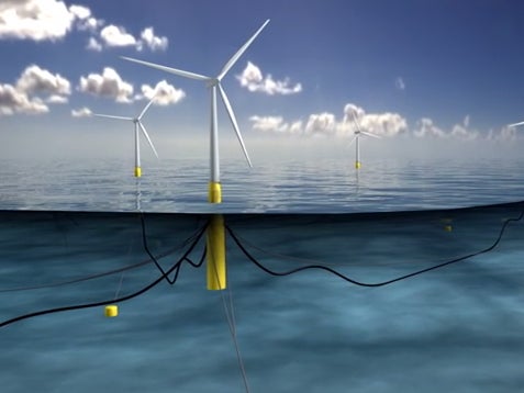 the project will use a floating steel tube tethered to the seabed as a foundation for the turbines
