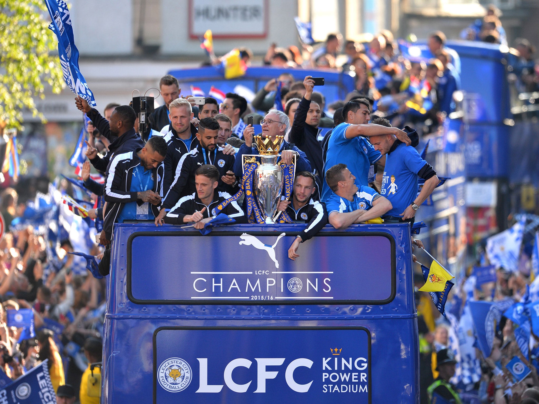 Leicester City parade their Premier League spoils last month
