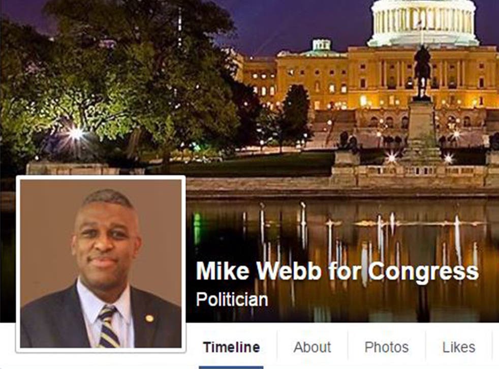 A screenshot of Mike Webb's Facebook page for his Congressional campaign