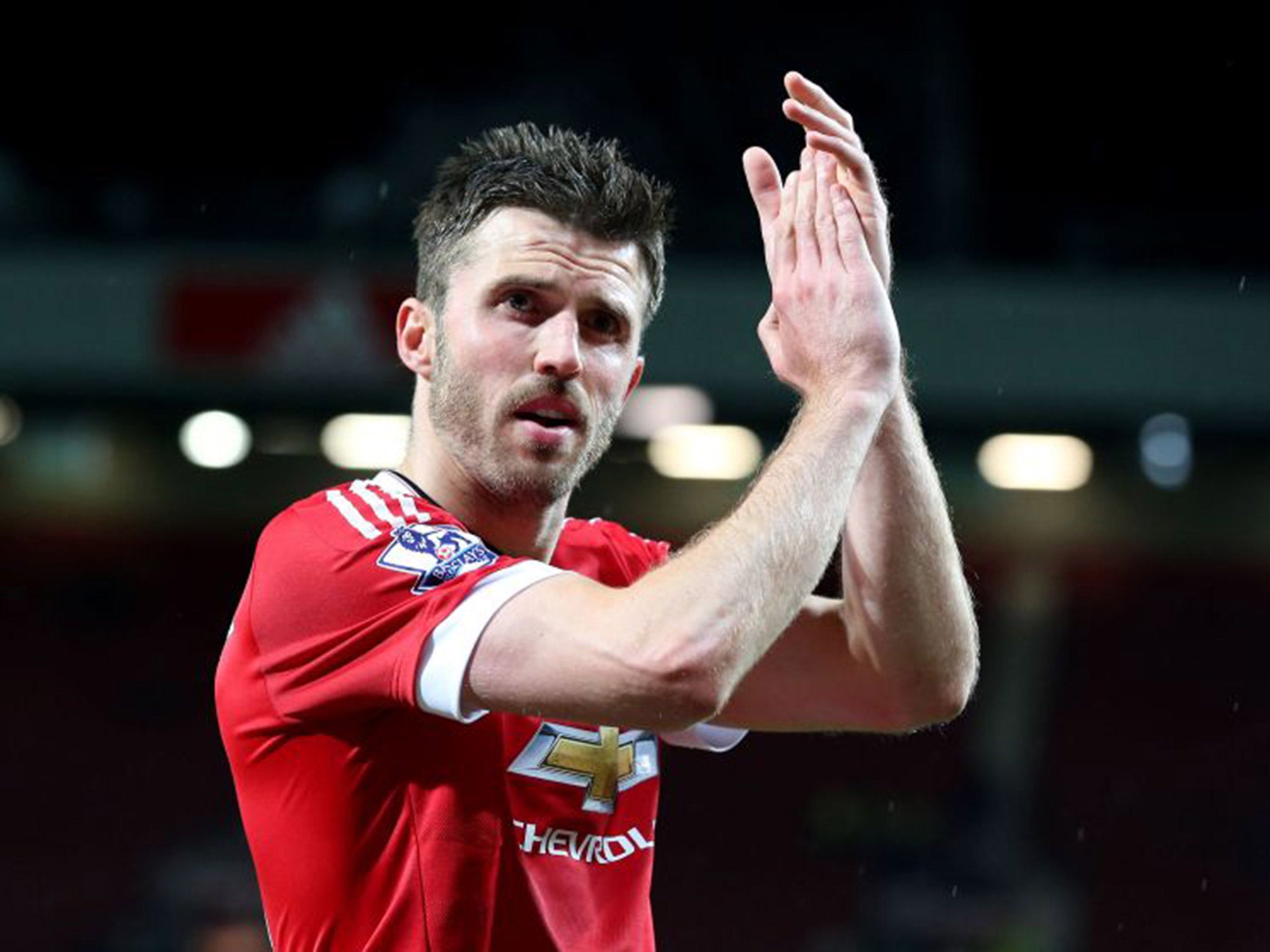 Michael Carrick applauds the Manchester United fans in what could be his final appearance at Old Trafford