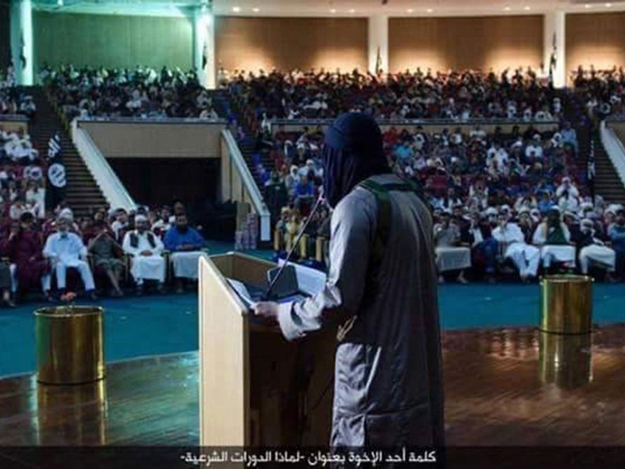 An Isis lecture on Sharia at the Ouagadougou complex in Sirte, Libya, in 2016.