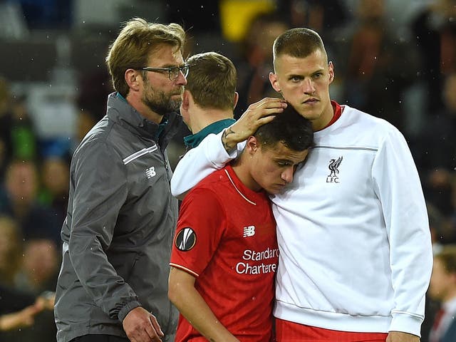 A distraught Philippe Coutinho at the final whistle