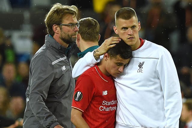 A distraught Philippe Coutinho at the final whistle