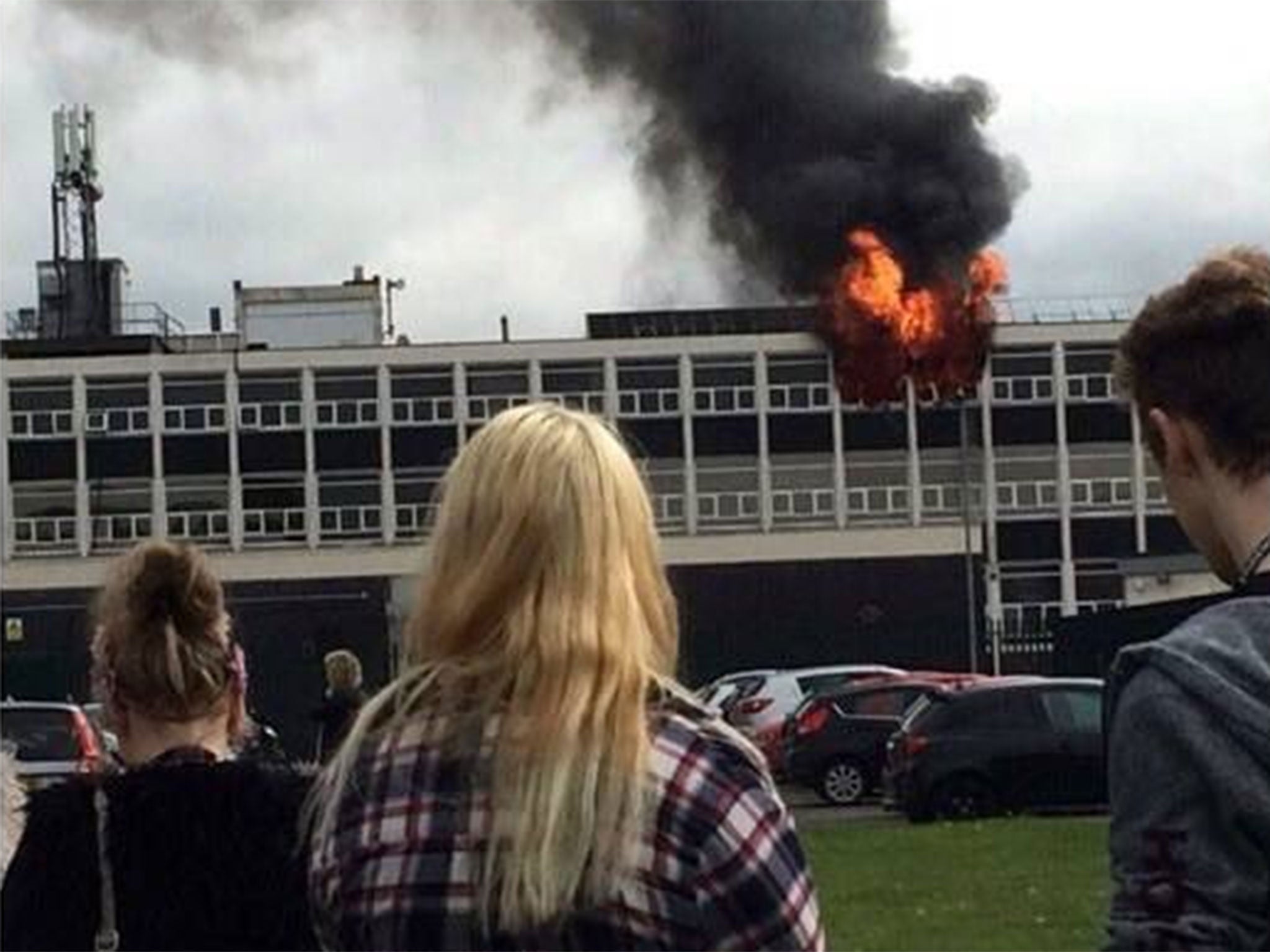 A major fire breaks out at Pendleton College in Salford