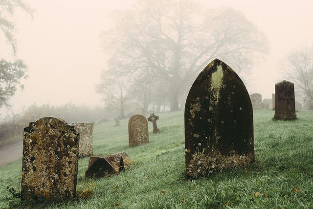 Tombstones in a graveyard