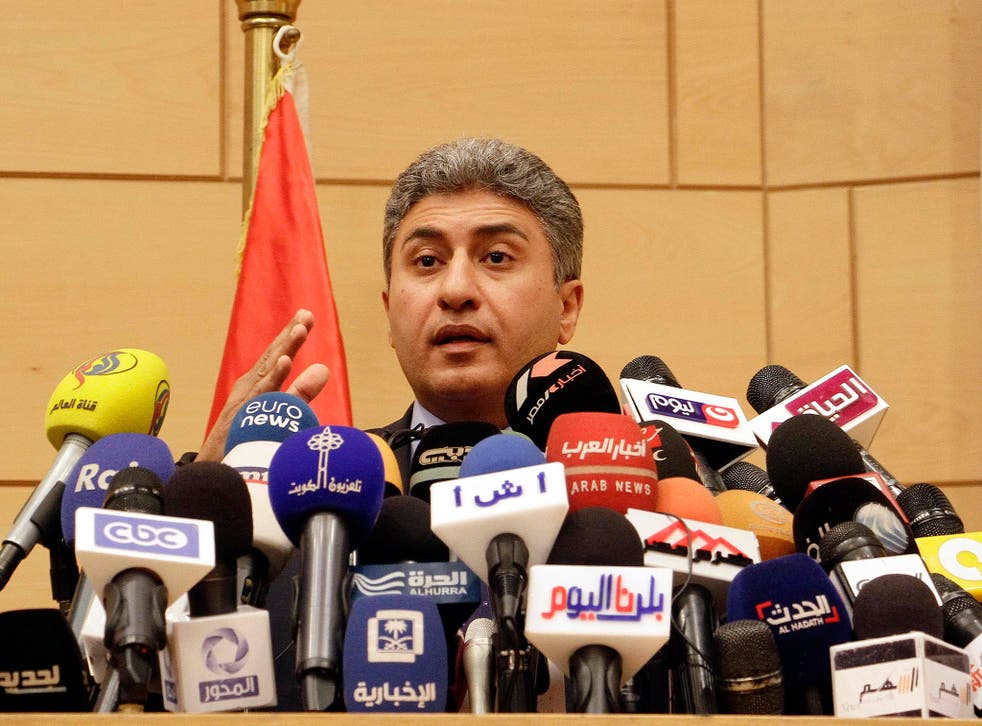 Egypt's Aviation Minister Sherif Fathy speaks during a press conference on May 19, 2016