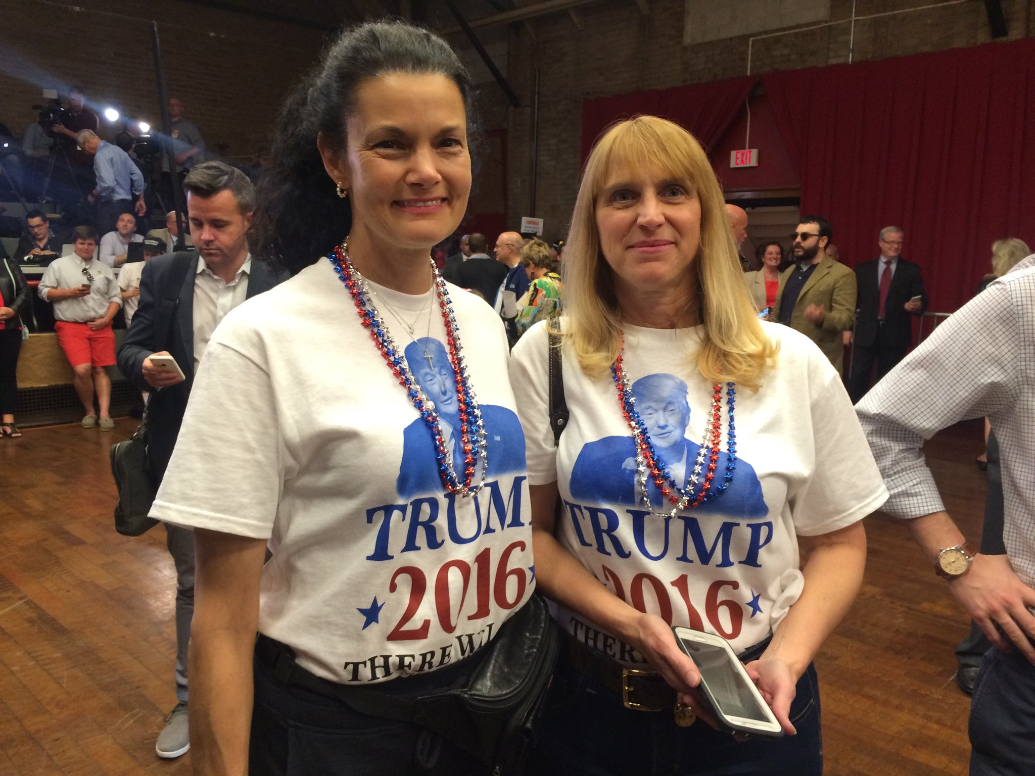 Tara DeLeon (left) and Ann Marie Corriere feel that a Hillary Clinton presidency will be a third Obama term (Feliks Garcia)