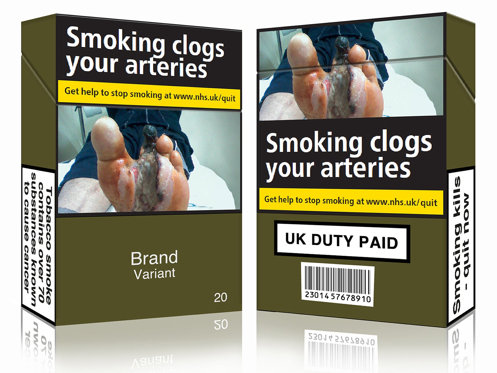 Cigarettes will now be sold in standardised green packaging bearing graphic warnings of the dangers of smoking