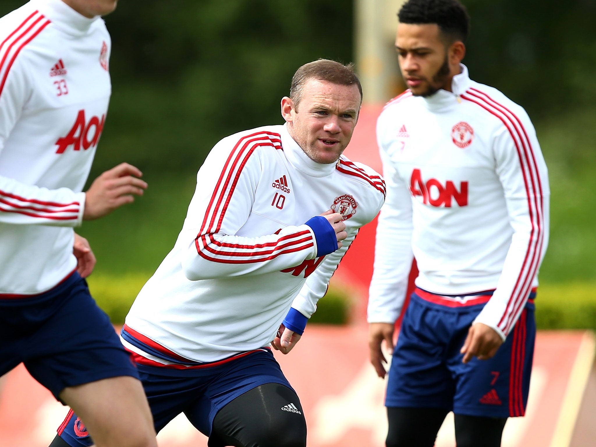 Wayne Rooney in training with Manchester United ahead of the FA Cup final