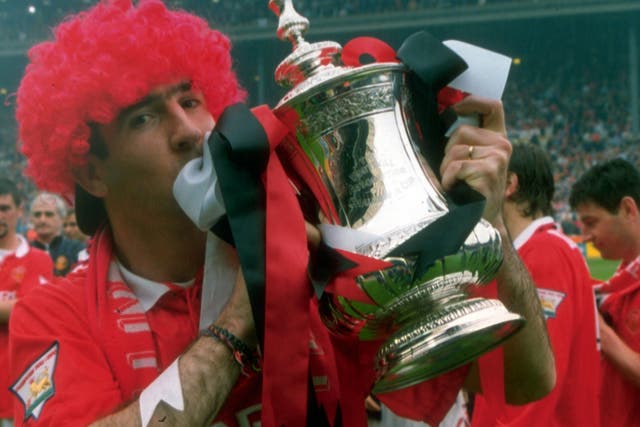 Eric Cantona kisses the FA Cup after Manchester United's 1994 victory over Chelsea