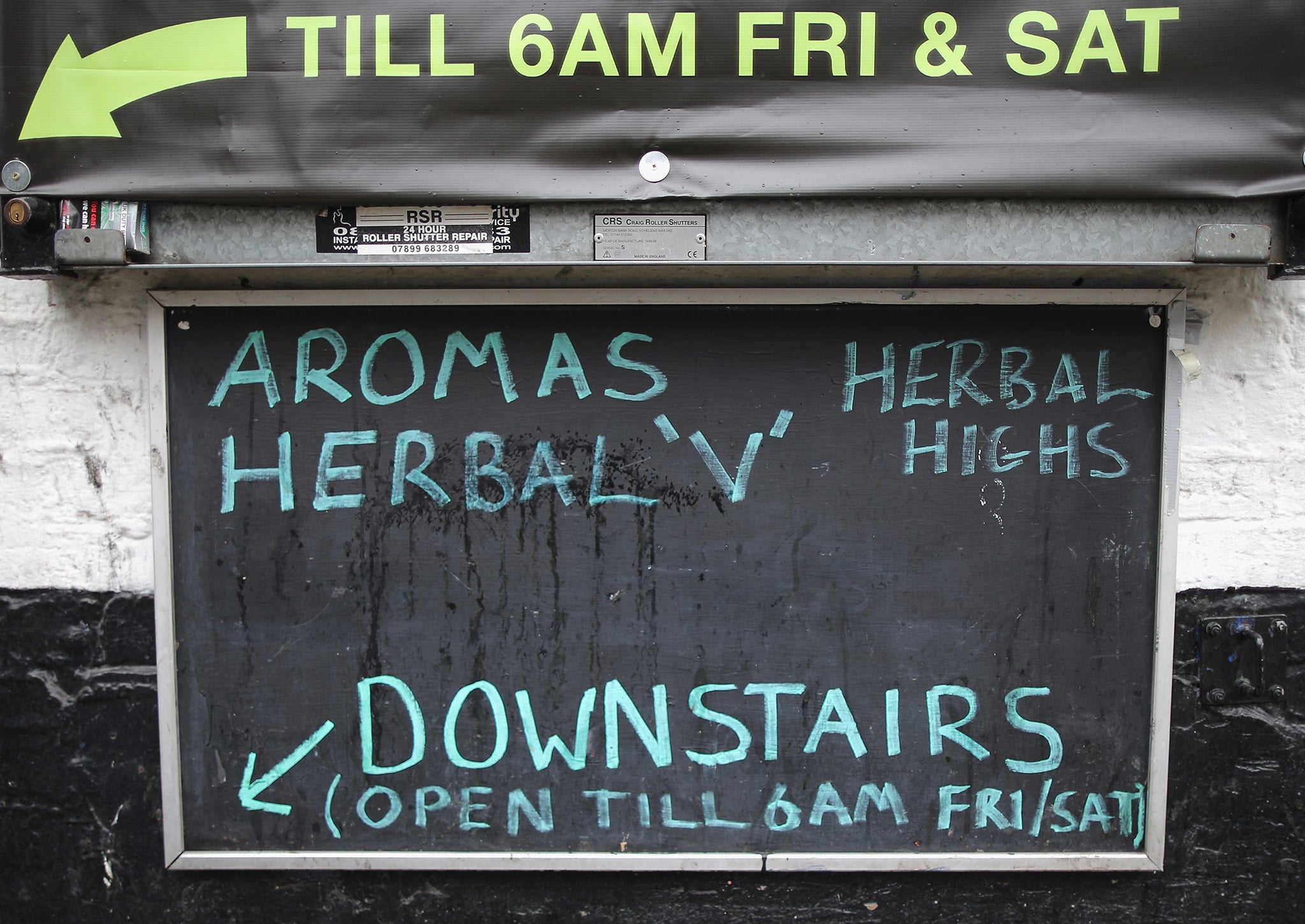 Herbal highs are advertised outside a Headshop in Manchester (Christopher Furlong/Getty)