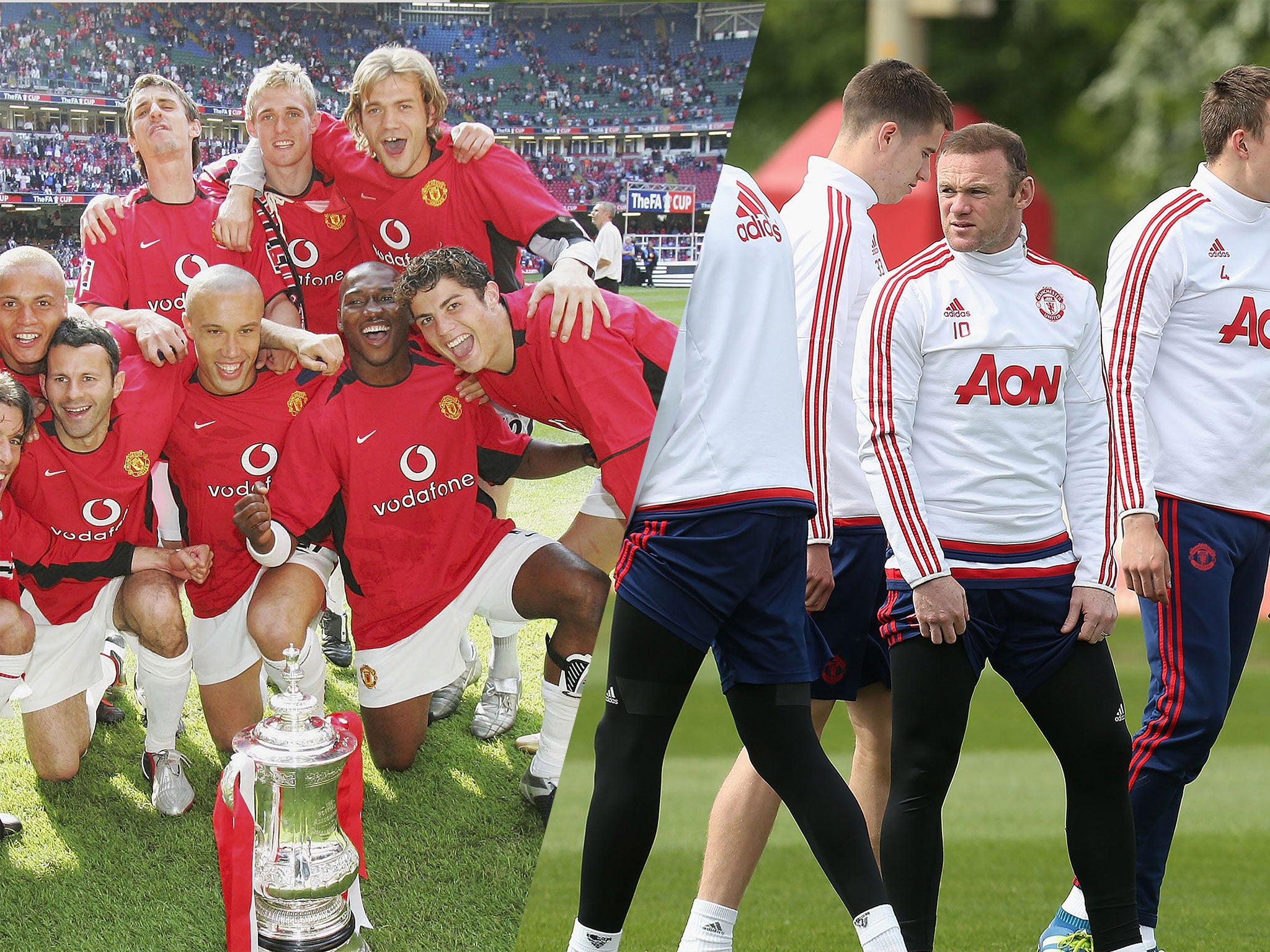 Manchester United's FA Cup winning side of 2004 and current captain Wayne Rooney