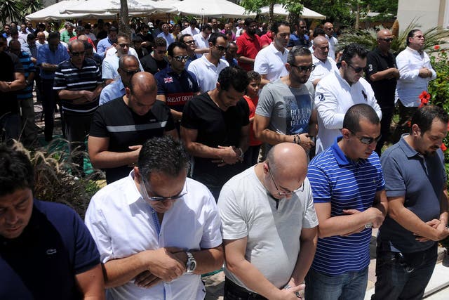 Families and friends of the victims of the missing EgyptAir flight MS804 hold an absentee funeral prayer in a mosque nearby Cairo airport, Cairo, Egypt, 20 May 2016