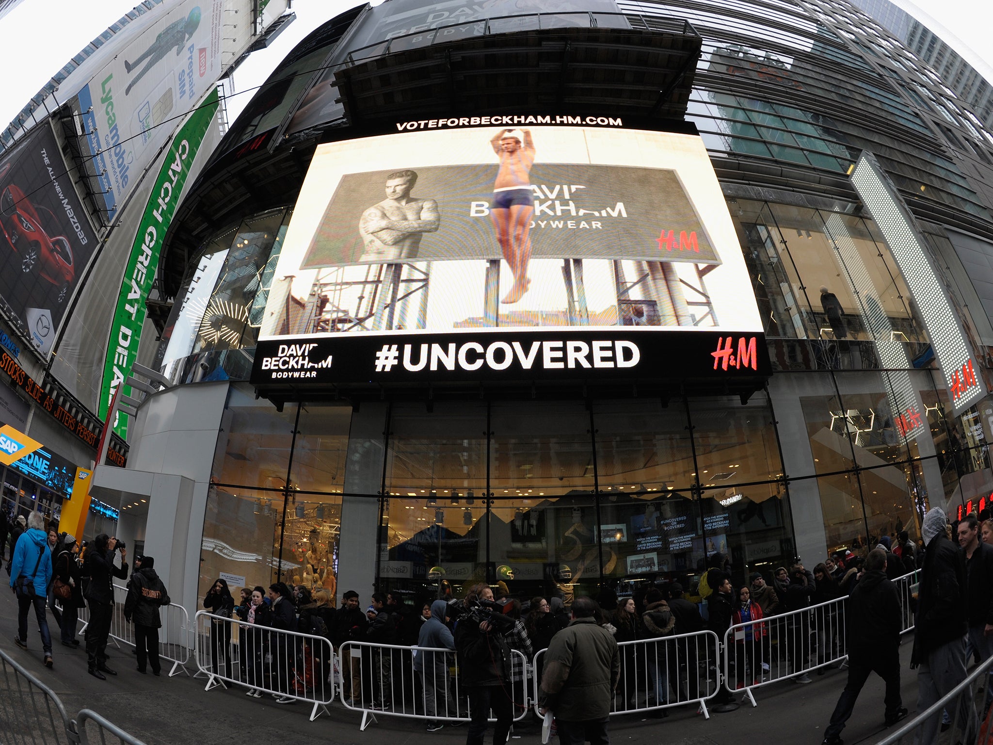 The David Beckham 'bodywear' launch at H&amp;M in Times Square, New York