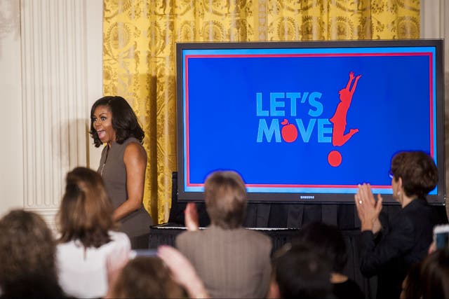 The First Lady's 'Let's Move' campaign aims to end childhood obesity in the US, where an estimated 17 per cent of young people are now obese (Getty)