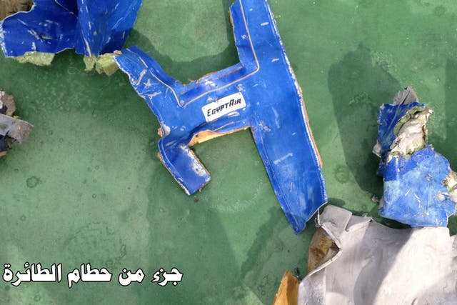 Wreckage of the EgyptAir plane that crashed into the Mediterranean in May, killing everyone on board