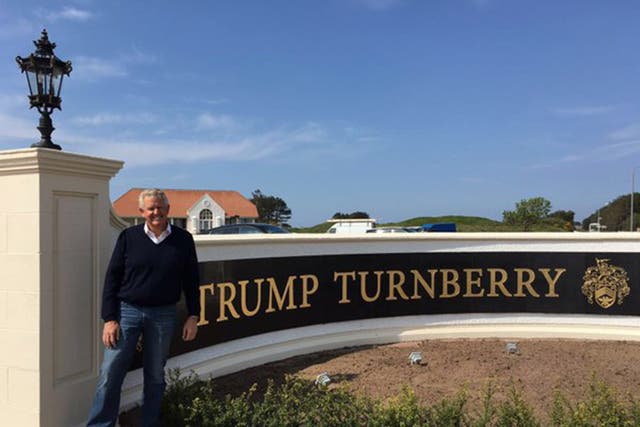 Colin Montgomerie pictured outside the Trump Turnberry course, owned by Donald Trump