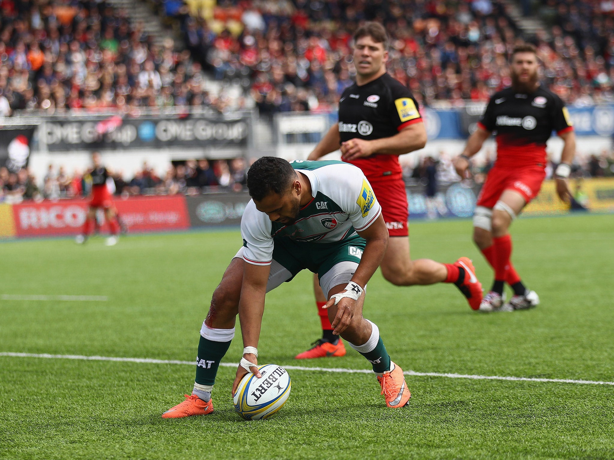 Telus Veainu scored a try as Leicester threatened to fight back