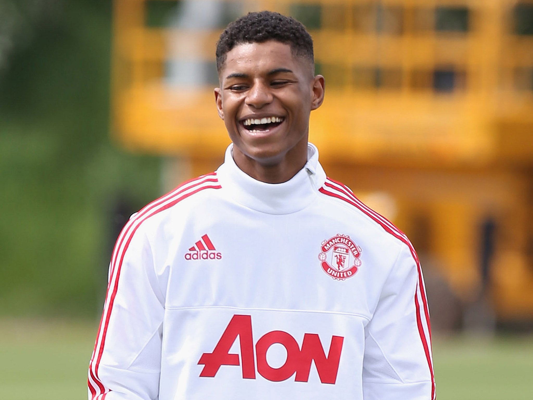 Marcus Rashford during Manchester United training