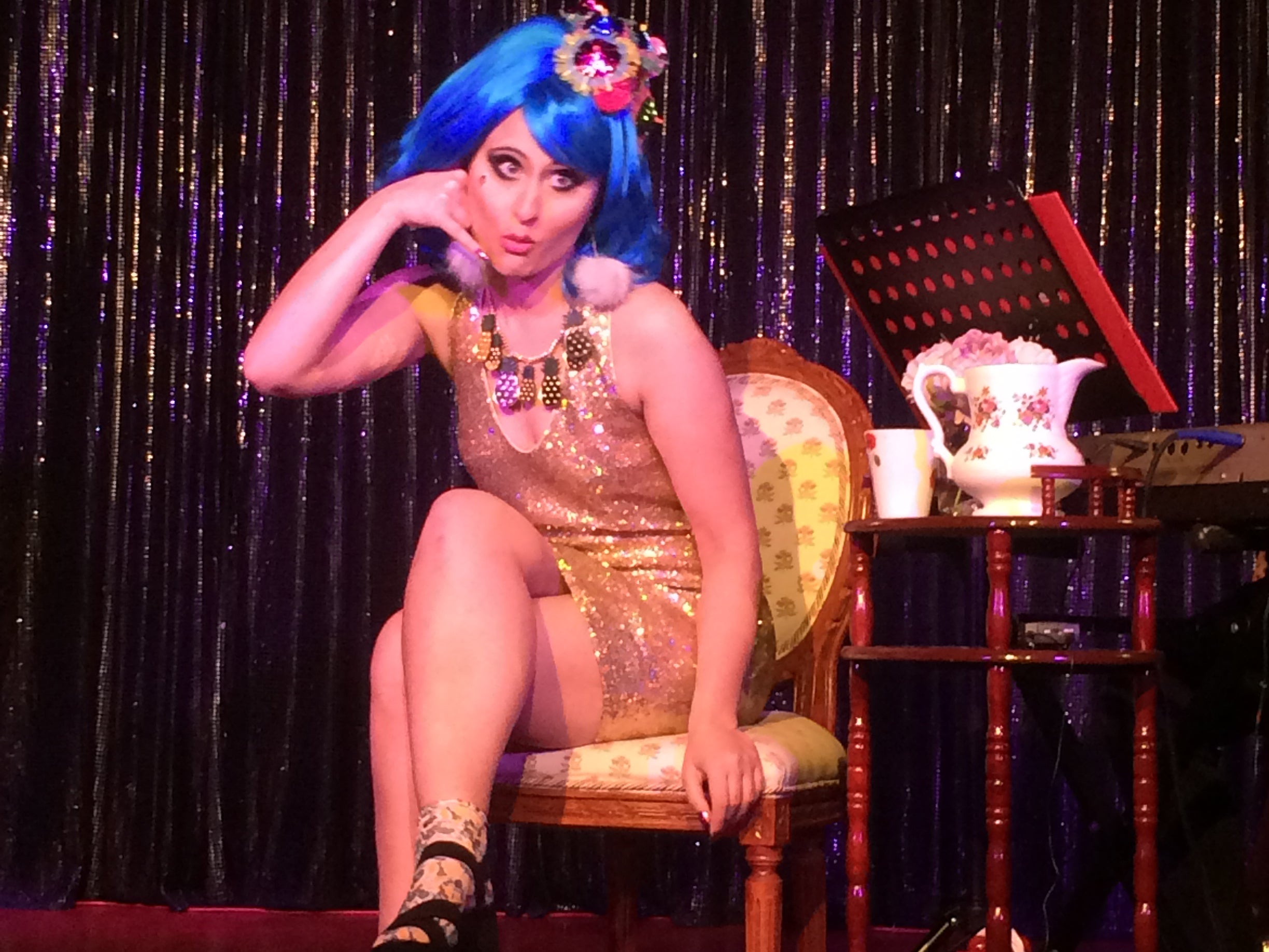 Trashmira performing 'Let's Have a Kiki' by the Scissor Sisters at the Royal Vauxhall Tavern, London