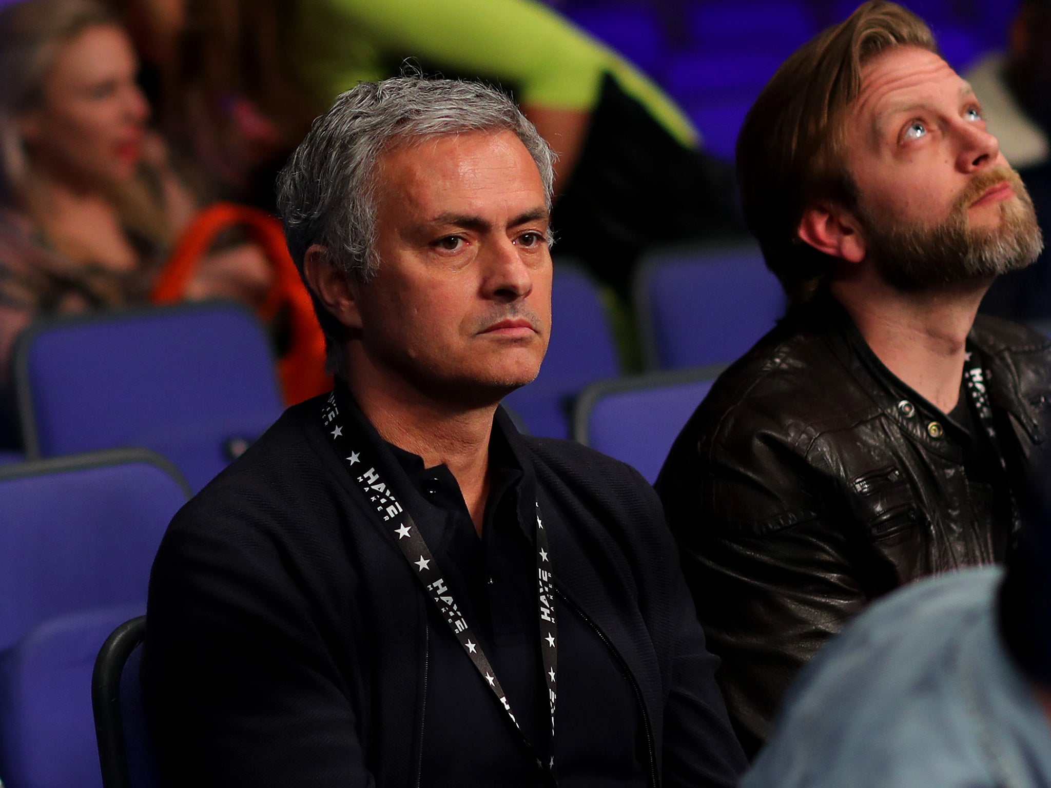Jose Mourinho pictured at the David Haye fight in London on Saturday night