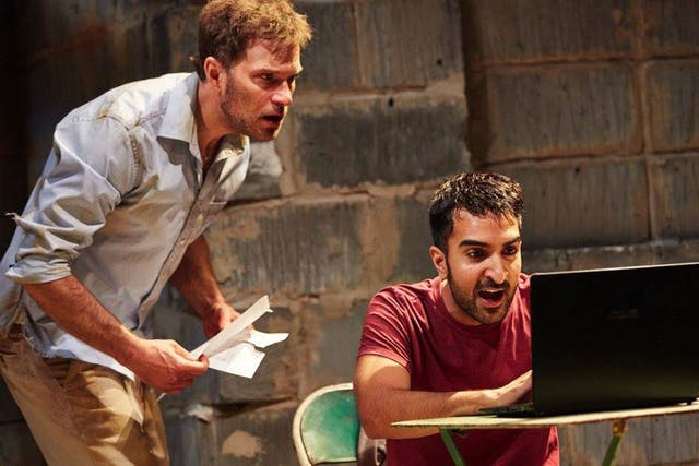 Daniel Lapaine & Parth Thakerar in The Invisible Hand at the Tricycle Theatre in London