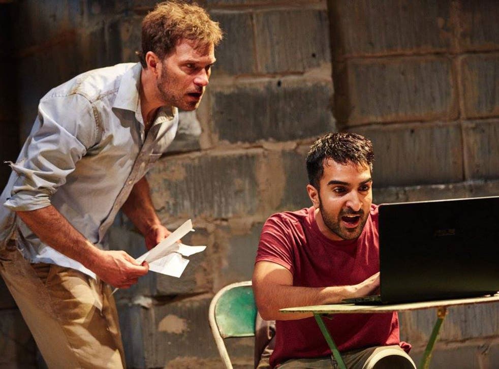 Daniel Lapaine & Parth Thakerar in The Invisible Hand at the Tricycle Theatre in London