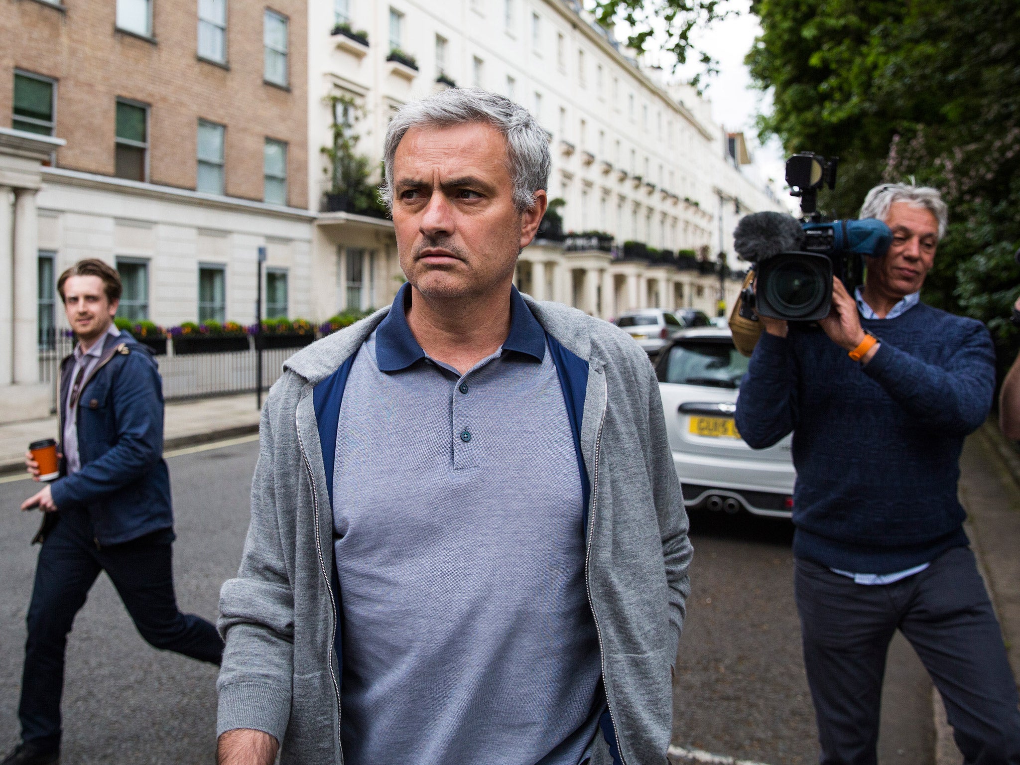 Mourinho pictured in London on Sunday amid reports he will be named United manager