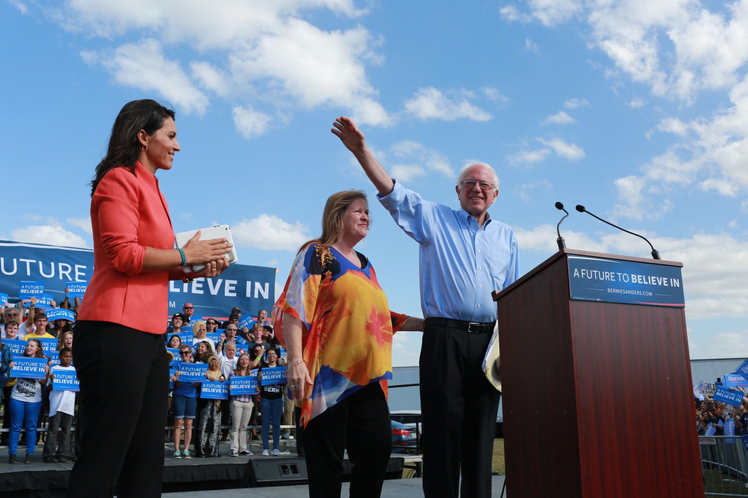 Bernie with wife Jane campaigning in Puerto Rico