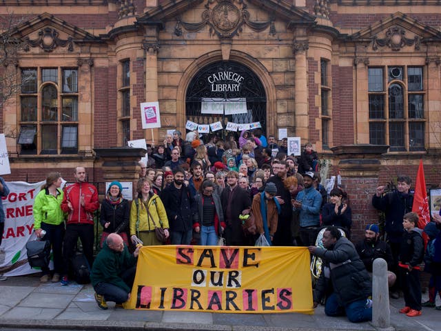 Campaigners protested the closure of London's Carnegie library